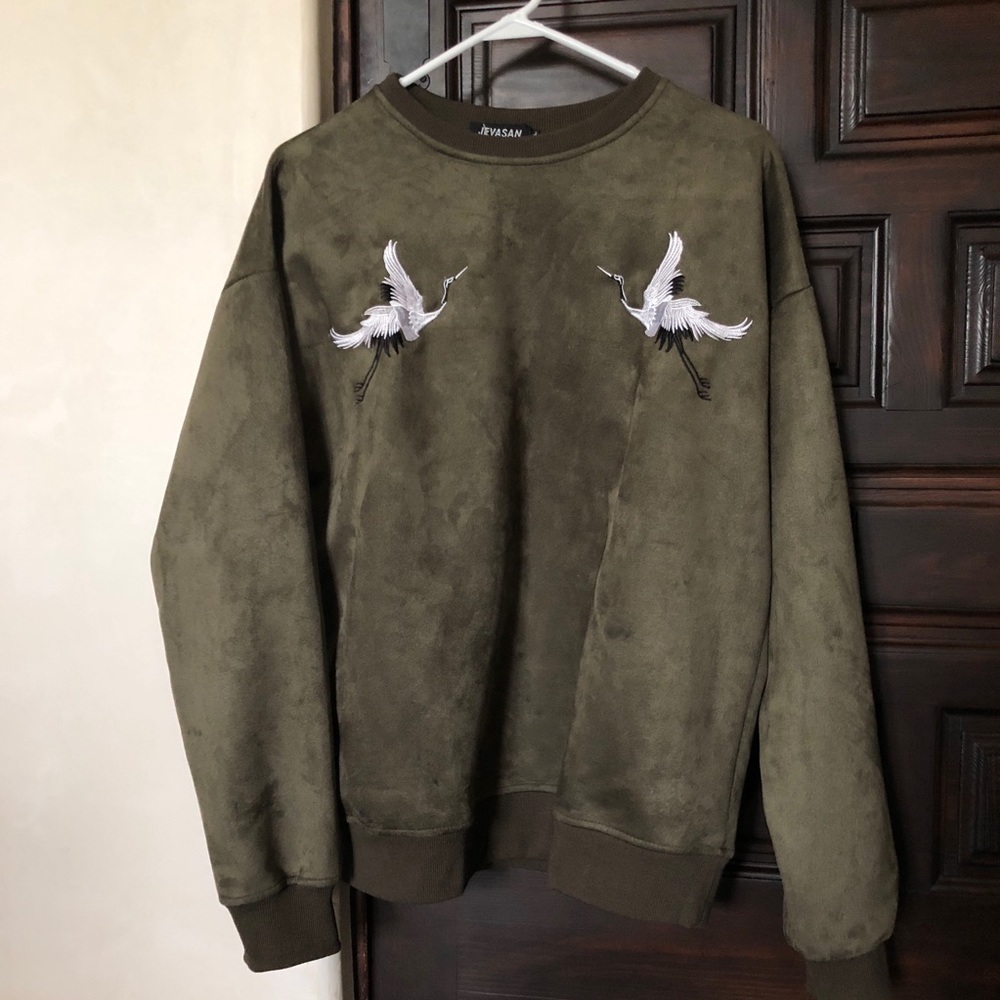 Velvet army green sweatshirt